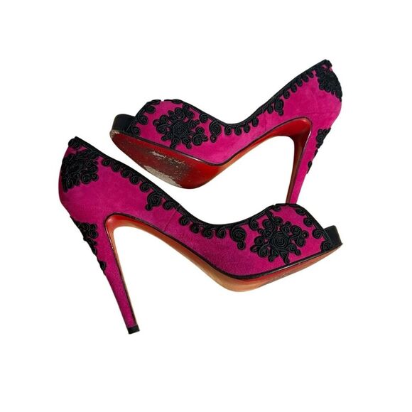 Christian Louboutin Very Brode 120 Suede Heels Sz EU 36 / US 6 Magenta (Fuchsia) - Picture 3 of 16